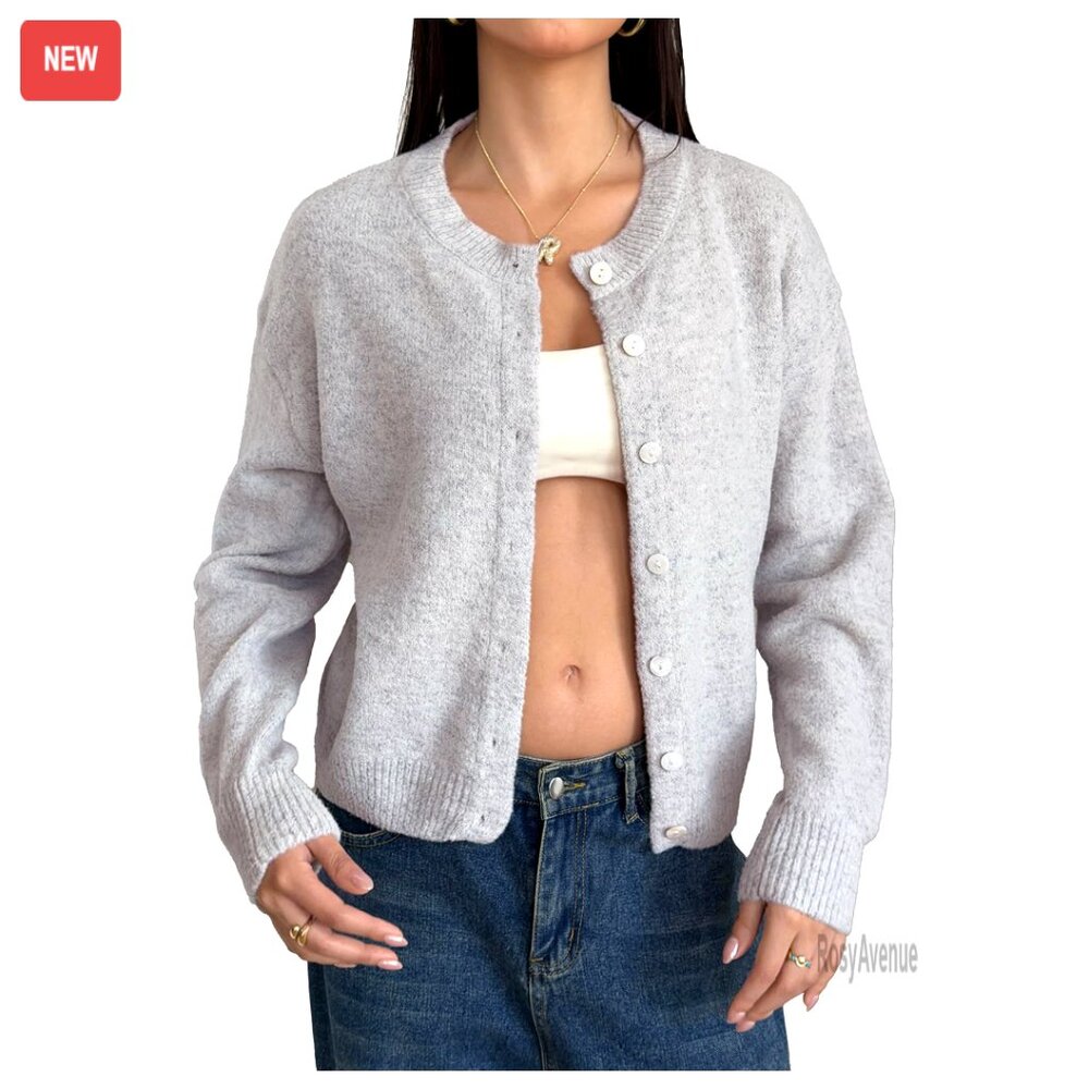 Button Up Knit Cardigan Slim Fit Long Sleeve Lightweight Sweater Fall Winter